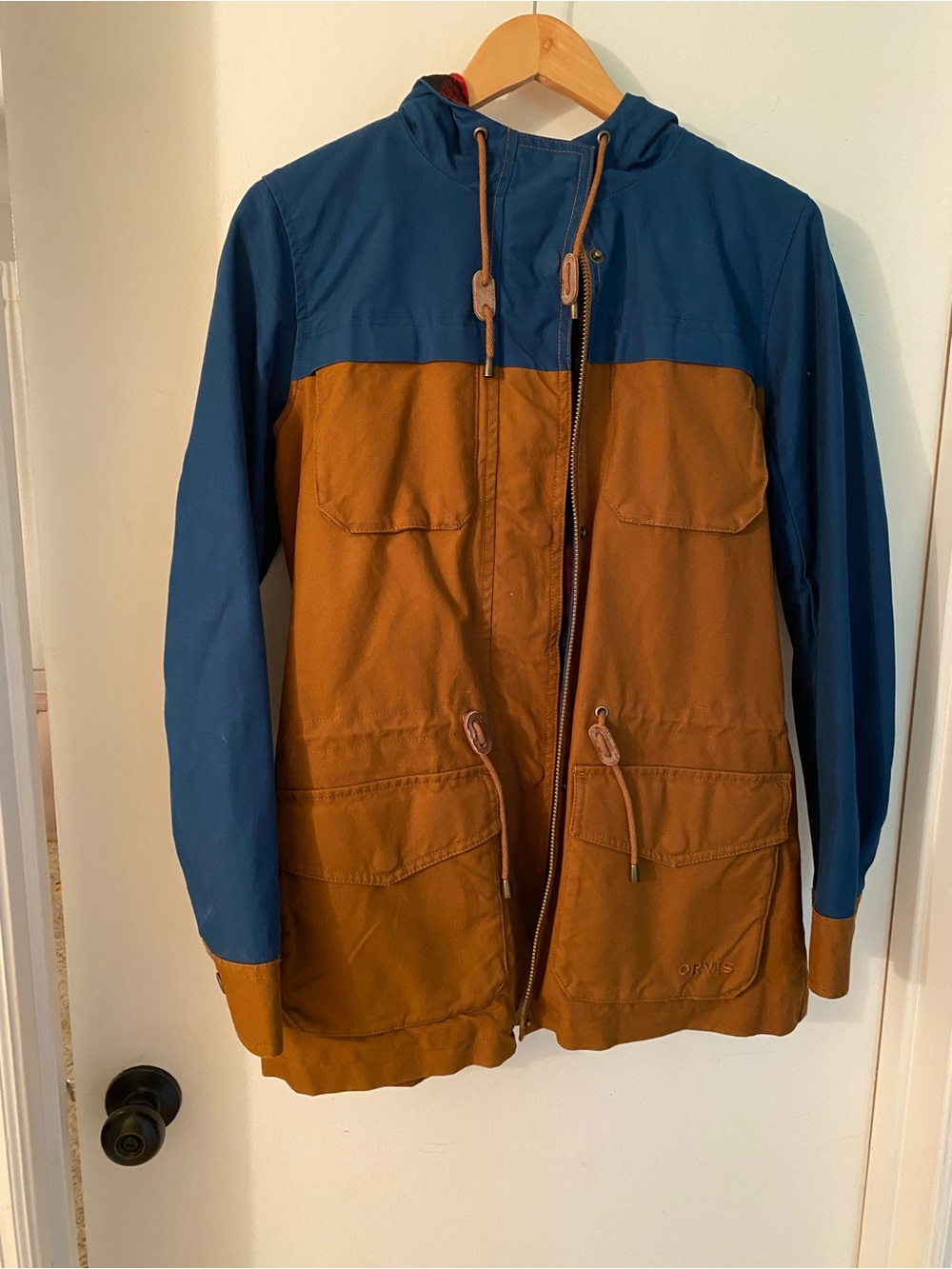 Orvis Canvas Field Jacket in Blue and Brown